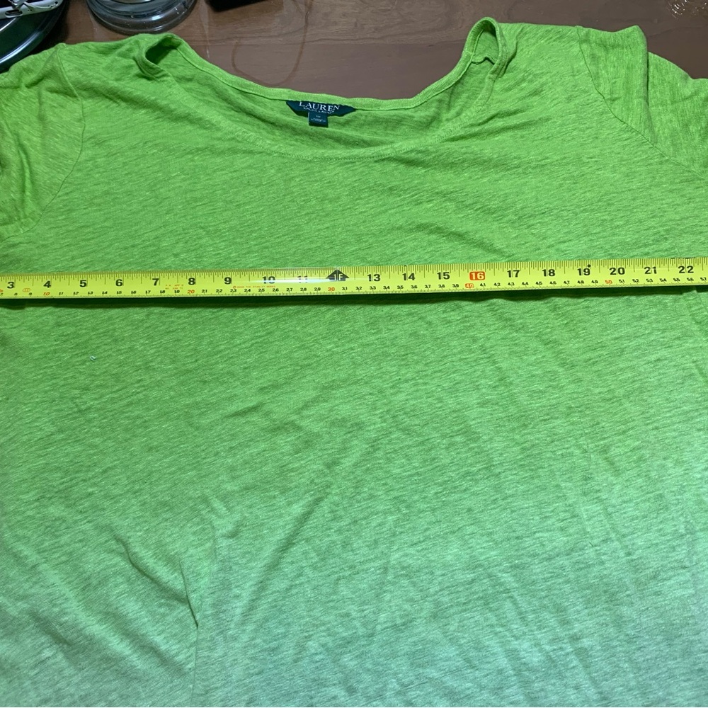 Lauren Ralph Lauren Lime Green Ombre Linen Top - Picture 6 of 8